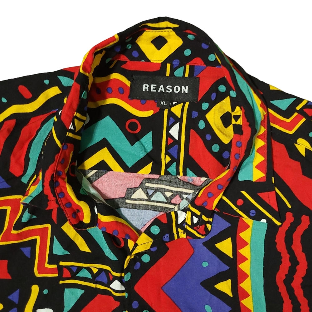Reason Unity Allover Geometric Print Colorful Shi… - image 4